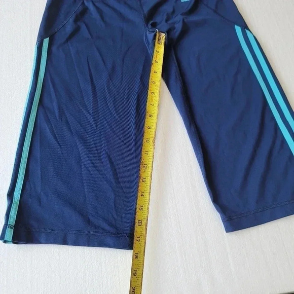 Adidas Climate Women's Medium Yoga Pants Blue Navy Three Stripes Crop Stretch M - Picture 4 of 11